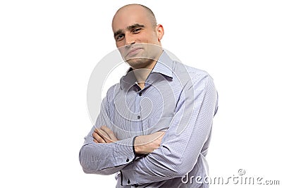 Photo of grinning hairless business man Stock Photo