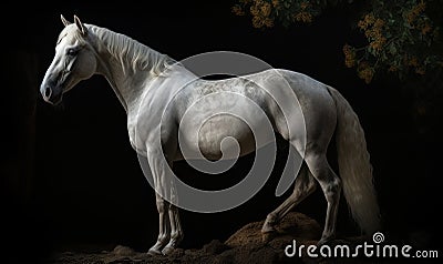 photo of Hackney show horse on black background. Generative AI Stock Photo