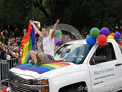 Happy Man at the Capital Pride Parade in Washington DC Editorial Stock Photo