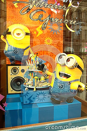 Photo of `HAPPY MINION` Wall Art Editorial Stock Photo