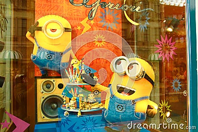 Photo of `HAPPY MINION` Wall Art Editorial Stock Photo