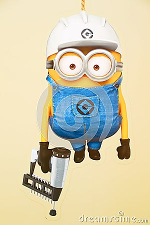 Photo of `HAPPY MINION` Wall Art Editorial Stock Photo