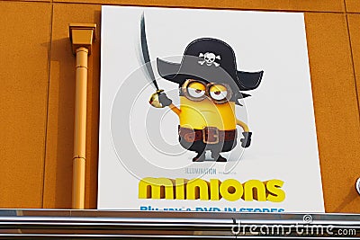 Photo of `HAPPY MINION` Wall Poster Editorial Stock Photo