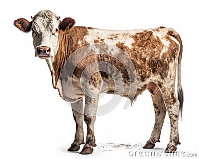 photo of heifer bovine isolated on white background. Generative AI Stock Photo