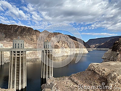 Hoover Dam in the Black Canyon of the Colorado River in Nevada and Arizona Photo Stock Photo