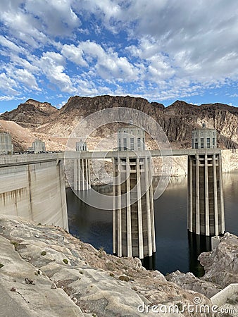 Hoover Dam in the Black Canyon of the Colorado River in Nevada and Arizona Photo Stock Photo