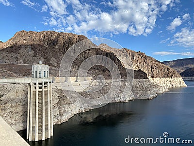 Hoover Dam in the Black Canyon of the Colorado River in Nevada and Arizona Photo Stock Photo