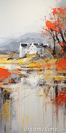 Colorful House Painting In Scottish Countryside Stock Photo