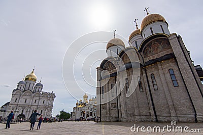 Kremlin - Cathedral of Archangel Michael and Dormition Cathedral Moscow- Russia Europe Editorial Stock Photo