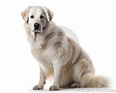 photo of kuvasz dog isolated on white background. Generative AI Stock Photo