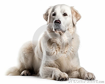 photo of kuvasz dog isolated on white background. Generative AI Stock Photo