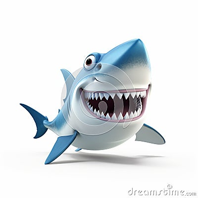 Lively 3d Pixar Shark With Realistic Accuracy Cartoon Shark Illustration Stock Photo