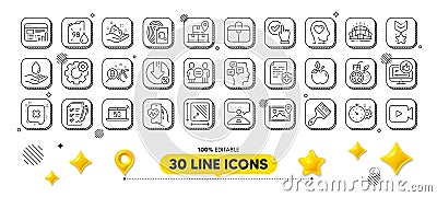 Photo location, Square area and 5g notebook line icons pack. For web app. 3d design elements. Vector Vector Illustration
