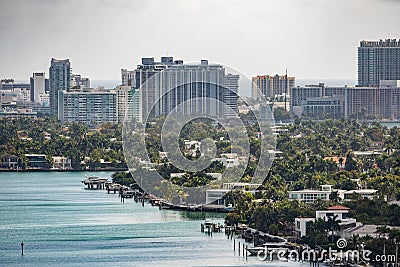 Photo luxury Miami homes Venetian Islands waterfront with dock space Stock Photo