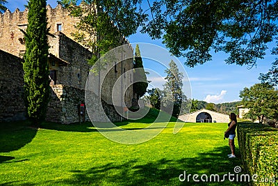 Montesquiu Castle in Ripoll, Catalonia, Spain. Stock Photo