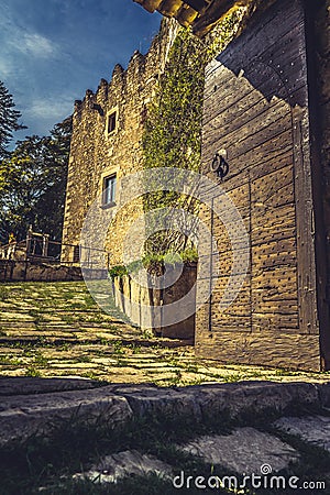 Montesquiu Castle in Ripoll, Catalonia, Spain. Stock Photo