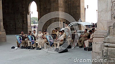 Musical performance in Gateway of India by Indian Cops Editorial Stock Photo