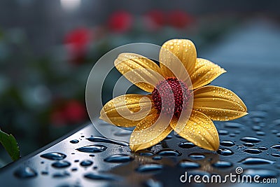 Photo Natures beauty A solitary flower symbolizes freshness and romantic allure Stock Photo