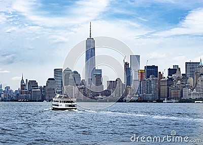 World Trade Center NYC from Harbor Editorial Stock Photo