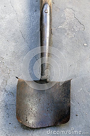 Old, used and rusty digging spade Stock Photo