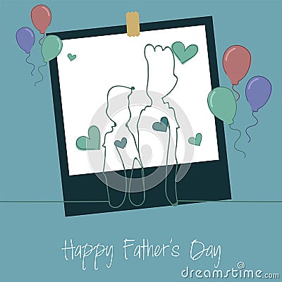 Photo of an outline of father and his son Father day poster Vector Illustration
