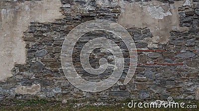 Photo of part stone wall. Stock Photo