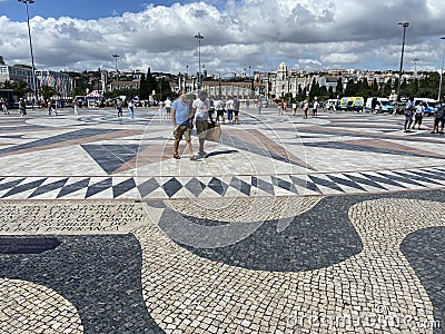 Pretty Square With Artwork in Lisbon Portugal Editorial Stock Photo