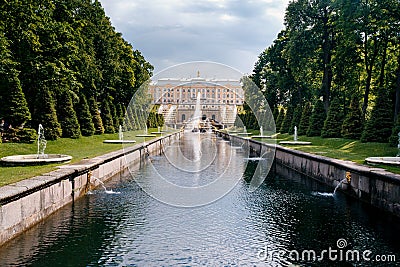 Photo of Peter 1 Palace in Peterhof in summer Editorial Stock Photo