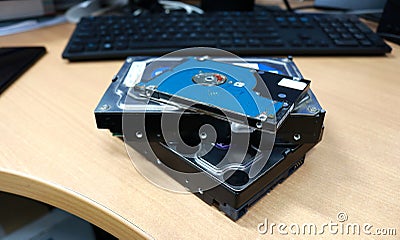 The hard drive is one of the computer hardware devices that are on the CPU Stock Photo