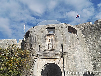 Photo of the Pile Gate, entrance to the Old Town Dubrovnik Editorial Stock Photo