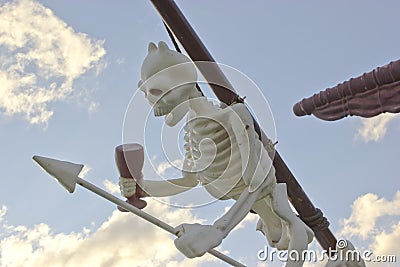 Pirate ship toy skeleton decor Stock Photo