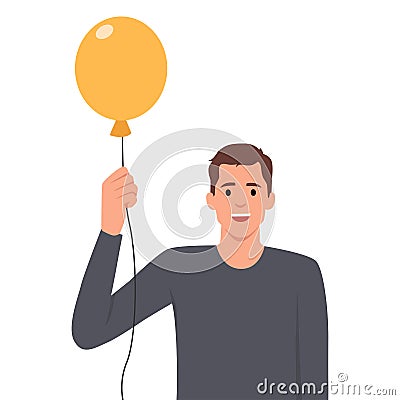 Photo portrait of mature attractive male hold air balloon toothy beaming smile Cartoon Illustration