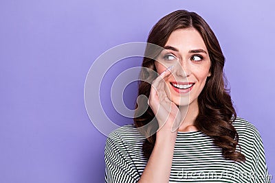 Photo of pretty cute lady interested look empty space spread good positive news black friday low price isolated on Stock Photo