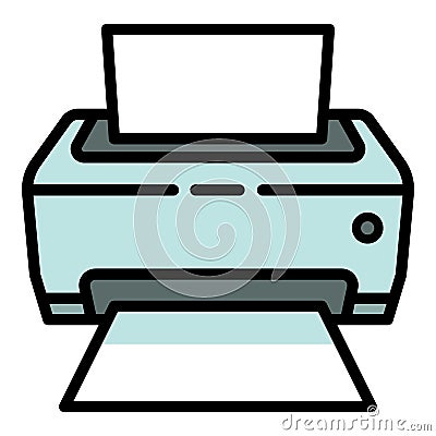 Photo printer icon, outline style Vector Illustration