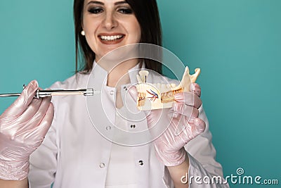 Photo of process of making an anaesthesia in a jaw isolated. Stock Photo