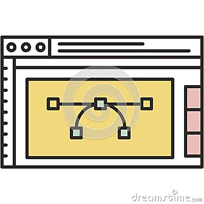 Photo processing online editor service icon vector Cartoon Illustration