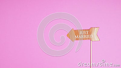 Photo prop for wedding or married sign on pink background Stock Photo