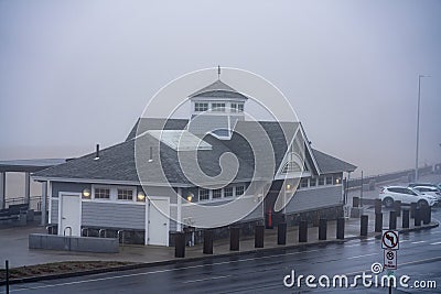 Photo of public restrooms on Hampton Beach NH USA Stock Photo