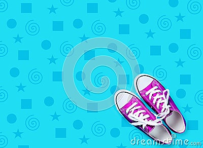 Photo of purple gumshoes on the wonderful blue background Stock Photo