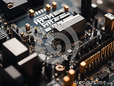 Photo realistic close up of electric circuit motherboard Stock Photo