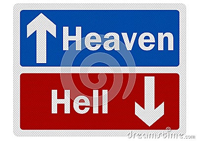 Photo realistic ' heaven / hell' sign Stock Photo