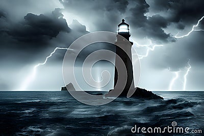a photo realistic scene of lighthouse of lost souls Stock Photo
