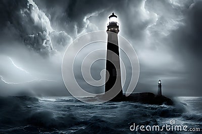 a photo realistic scene of lighthouse of lost souls Stock Photo