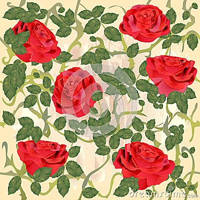 Photo-Realistic Seamless Rose Pattern - Vintage Antique Victorian Style Wallpaper is a Seamless Repeating Pattern Vector Illustration