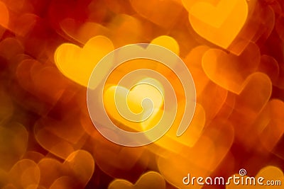 Photo of red and golden hearts boke as background Stock Photo