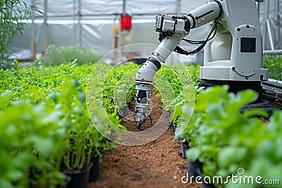Photo Robotic cultivation Precision in planting and gardening, courtesy of advanced technology Stock Photo