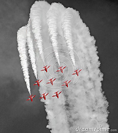 Royal air force red arrows precision flying team Editorial Stock Photo