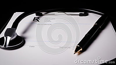 Photo of Rx doctors prescription note on table 2 Stock Photo