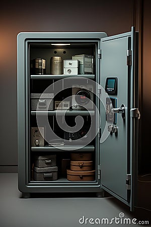 A photo of a safe or secure storage unit, showing how important it is to keep your valuables prote Stock Photo