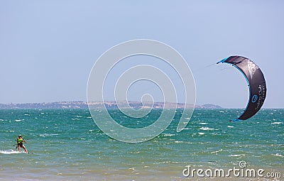 Photo sea and kitesurfer athlete Editorial Stock Photo